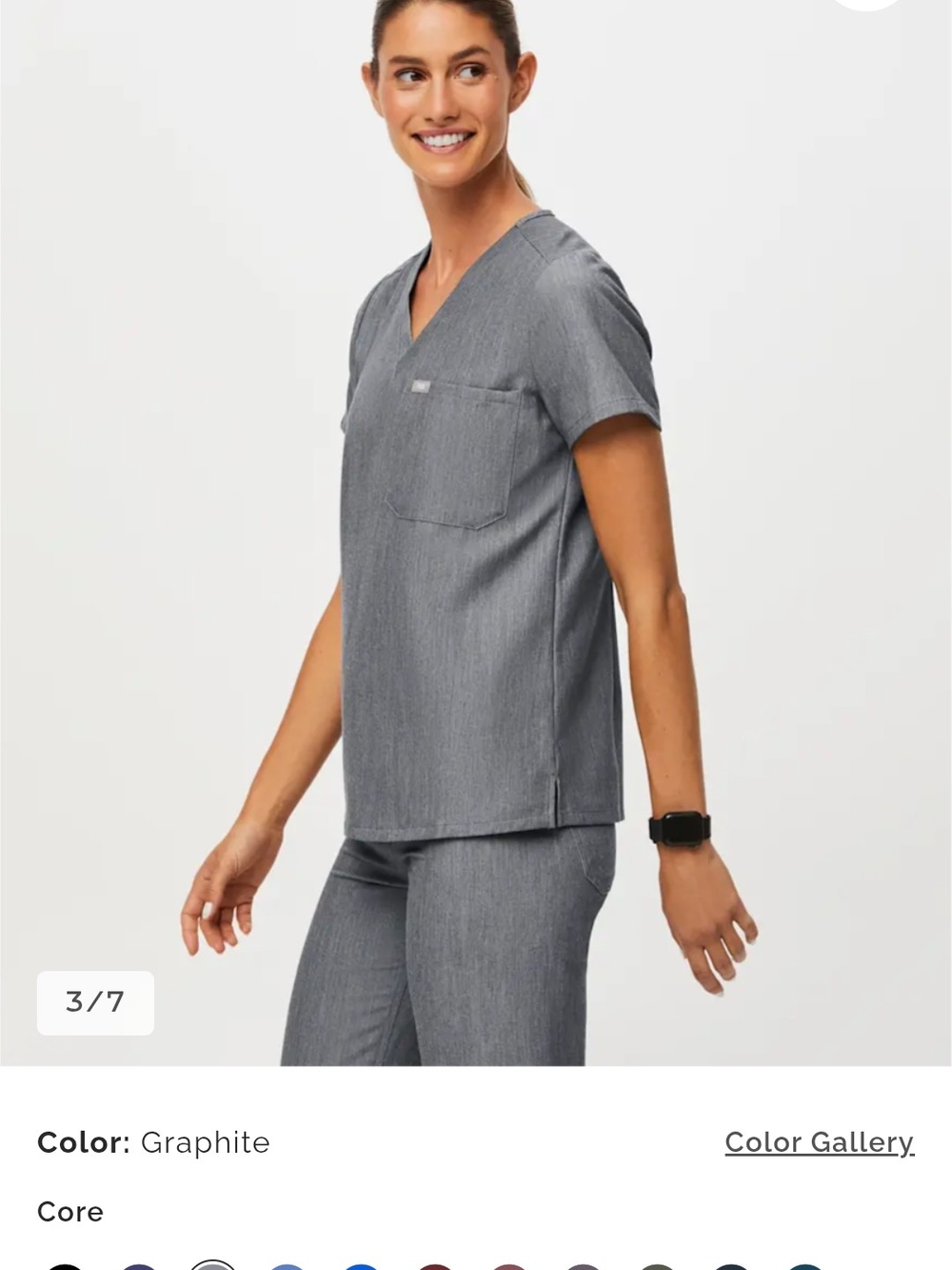 Figs Gray Jogger Scrub Set Pants with Teal Drawstring Small - Picture 3 of 15